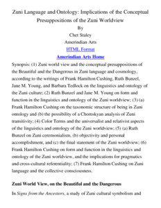 Culture / Ambiguity / Art / Indigenous peoples of the Americas / Americas / Aesthetics / Zuni / Zuni fetishes / Zuni language / Zuni people / Frank Hamilton Cushing