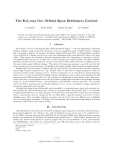 The Kalpana One Orbital Space Settlement Revised Al Globus∗ Nitin Arora†  Ankur Bajoria‡