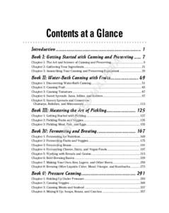 Contents at a Glance Introduction ................................................................ 1 AL  Book I: Getting Started with Canning and Preserving[removed]