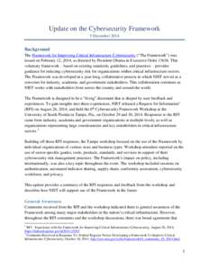 NIST Cybersecurity Framework Update - December 5, 2014
