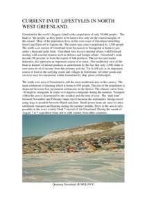 CURRENT INUIT LIFESTYLES IN NORTH WEST GREENLAND