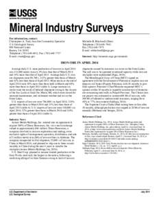 Mineral Industry Surveys For information, contact: Christopher A. Tuck, Iron Ore Commodity Specialist U.S. Geological Survey 989 National Center Reston, VA 20192