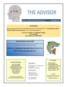 THE ADVISOR SELECT COMMITTEE ON LEGISLATIVE ETHICS SEPTEMBERATTENTION!