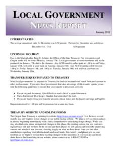 LOCAL GOVERNMENT NEWS REPORT January 2011 \ INTEREST RATES