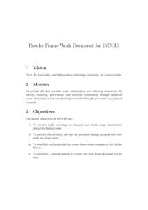 Results Frame Work Document for INCOIS  1 Vision