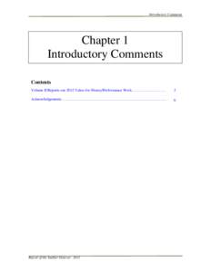 Introductory Comments  Chapter 1 Introductory Comments Contents Volume II Reports our 2012 Value-for-Money/Performance Work………………………