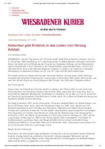 Historiker gibt Einblick in das Leben von Herzog Adolph ­ Wiesbadener Kurier Facebook Artikel teilen Mail