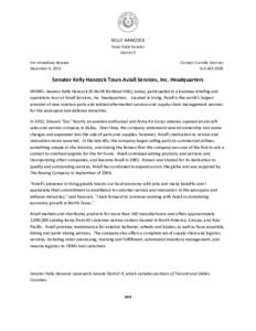    KELLY	
  HANCOCK	
   Texas	
  State	
  Senator	
   District	
  9	
   For	
  Immediate	
  Release	
  