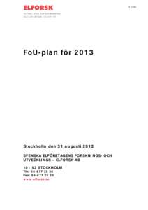 [removed]FoU-plan för 2013