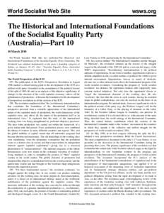 World Socialist Web Site  wsws.org The Historical and International Foundations of the Socialist Equality Party