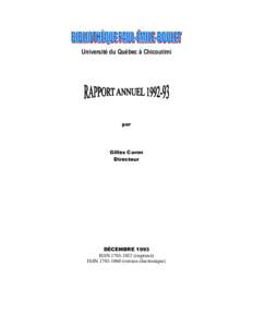 Université du Québec à Chicoutimi  par Gilles Caron Directeur