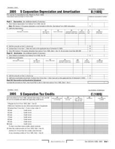 2005 S Corp Depreciation and Amortization; S Corp Tax Credits; S Corp Capital Gains and Losses and Built-in Gains; S Corp Dividend Income Deduction