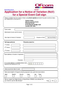 Microsoft Word - Application for a Notice of Variation for a Special Event Call sign[removed]docx