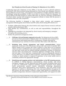    Key Principles for School Security in Planning For Reductions in Force (RIFs) Conducting large-scale reductions in force (RIFs), or lay-offs, is never a pleasant endeavor, particularly when those positions being elim