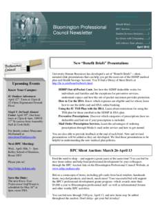 Inside this issue  Bloomington Professional Council Newsletter  Benefit Briefs…………………....1