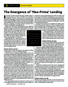 Diversity  By S teve n H o l la n d The Emergence of ‘Neo-Prime’ Lending