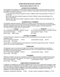 OZARK MOUNTAIN SCHOOL DISTRICT District Status Report for[removed]ACCREDITATION STANDARDS The Standards of Accreditation of Public Schools require that each school offer three programs of study in three different occupat