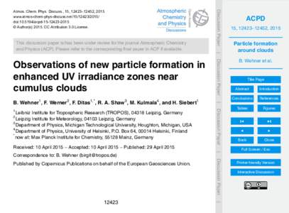 This discussion paper is/has been under review for the journal Atmospheric Chemistry and Physics (ACP). Please refer to the corresponding final paper in ACP if available. Discussion Paper  Atmos. Chem. Phys. Discuss., 15