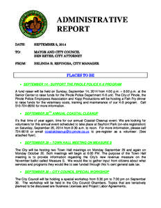 ADMINISTRATIVE REPORT DATE: SEPTEMBER 5, 2014