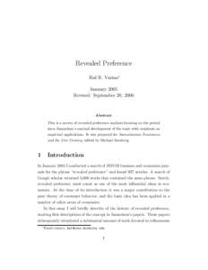 Revealed Preference Hal R. Varian∗ January 2005 Revised: September 20, 2006  Abstract