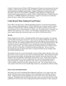 Quantico Creek / Environment / Mining / Acid mine drainage / Prince William Forest Park / Coal mining / Surface mining / Greenwood Gold Mine / Environmental impact of mining / Environmental issues with mining / Virginia / Chesapeake Bay Watershed