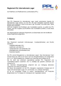    Reglement für internationale Lager der Pfadfinder und Pfadfinderinnen Liechtensteins (PPL)  Einleitung