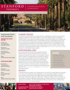 U N D E R G R A D UAT E ADMISSION COUNSELOR NEWSLETTER[removed]Important Dates and Deadlines
