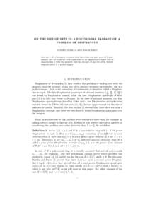 ON THE SIZE OF SETS IN A POLYNOMIAL VARIANT OF A PROBLEM OF DIOPHANTUS ´ ANDREJ DUJELLA AND ANA JURASIC Abstract. In this paper, we prove that there does not exist a set of 8 polynomials (not all constant) with coeffici