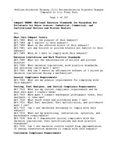 Redline-Strikeout Showing[removed]Reconsideration Proposed Changes Compared to 3/11 Final Rule Page 1 of 257 Subpart DDDDD--National Emission Standards for Hazardous Air Pollutants for Major Sources: Industrial, Commercial