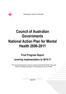 Standing Council on Health  Council of Australian Governments National Action Plan for Mental Health[removed]