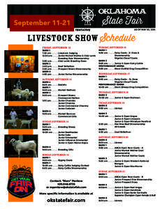 TENTATIVE  AS OF MAY 30, 2014 LIVESTOCK SHOW Schedule Friday, September 12