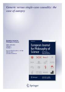 Generic versus single-case causality: the case of autopsy European Journal for Philosophy of Science ISSN