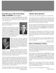 NOVEMBER[removed]What do jurors think of lawyers’ final arguments and a judge’s charge? The mention of the late U.S. District Judge Elmer Davies of the Middle District of Tennessee in the September issue of this newsle