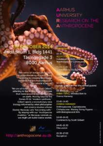 AARHUS UNIVERSITY RESEARCH ON THE ANTHROPOCENE  30 OCTOBER 2014