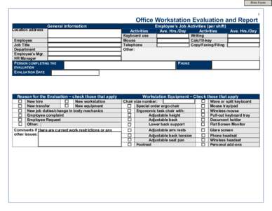 WellPoint Workstation Evaluation Form