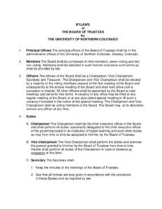 BYLAWS of THE BOARD OF TRUSTEES for THE UNIVERSITY OF NORTHERN COLORADO