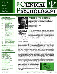 VOL 59 Issue 3 SUMMER[removed]A Publication of the Society of Clinical Psychology (Division 12, American Psychological Association)