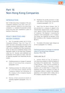 Part 16 Non-Hong Kong Companies INTRODUCTION Part 16 (Non-Hong Kong Companies) of the new Companies Ordinance (Cap. 622) (“new CO”) contains provisions relating to non-Hong Kong