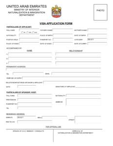 UAE Visa Application Form