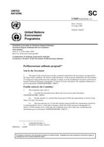 Persistent organic pollutants / Sulfonic acids / Perfluorooctanesulfonic acid / Stockholm Convention on Persistent Organic Pollutants / Sulfonate / Perfluorooctane / Chemistry / Organic chemistry / Perfluorinated compounds