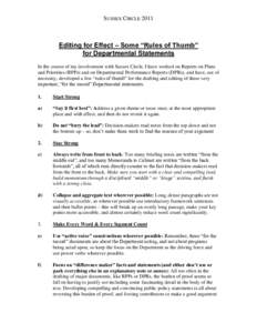 SUSSEX CIRCLE[removed]Editing for Effect – Some “Rules of Thumb” for Departmental Statements In the course of my involvement with Sussex Circle, I have worked on Reports on Plans and Priorities (RPPs) and on Departme