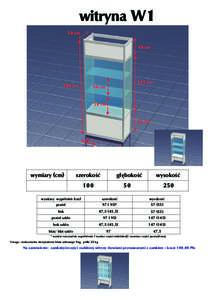 witryna W1 50 cm 40 cm 250 cm