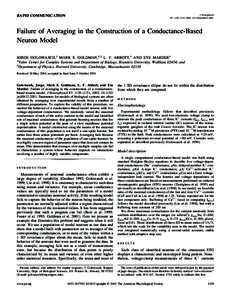 J Neurophysiol 87: 1129 –1131, 2002; [removed]jn[removed]RAPID COMMUNICATION  Failure of Averaging in the Construction of a Conductance-Based