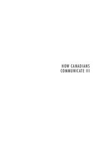 How Canadians Communicate III: Contexts of Canadian Popular Culture