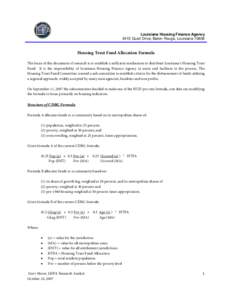 Housing Trust Fund Allocation Formula