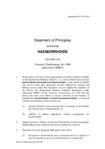 Instrument No.74 of[removed]Statement of Principles concerning  HAEMORRHOIDS