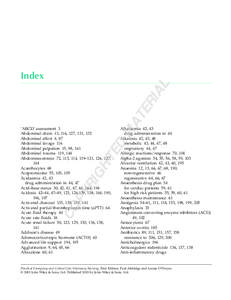 Alkalaemia 42, 43 drug administration in 44 Alkalosis 42, 43, 48 metabolic 43, 44, 47, 48 respiratory 44, 47 Allergic reactions/response 70, 104