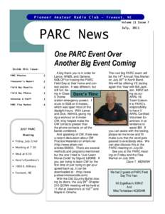 Pioneer Amateur Radio Club — Fremont, NE Volume 21 Issue 7 PARC News  July, 2011