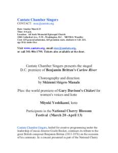Benjamin Britten / Curlew River / Koto / Cherry Blossom Festival / Washington National Opera / John F. Kennedy Center for the Performing Arts / Music / British people / Opera