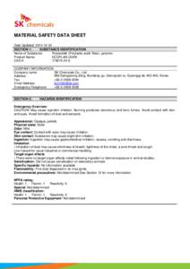 MATERIAL SAFETY DATA SHEET Date Updated: SECTION 1: SUBSTANCE IDENTIFICATION Name of Substance: Polylactide (Polylactic acid) Resin, polymer